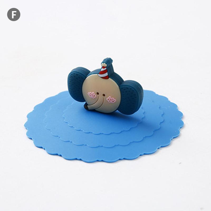 Silicone Drink Cup Lids 10cm Creative Round Mug Cover Reusable Anti Dust Cup Covers Cartoon Coffee Mug Lid