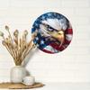 American Flag Eagle Round Tin Sign 8x8 Inch Wall Art Office Home Fall Halloween Christmas Decor Gift