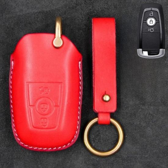 Genuine Leather Car Key Fob Case Cover For Lincoln MKC Navigator MKZ Continental