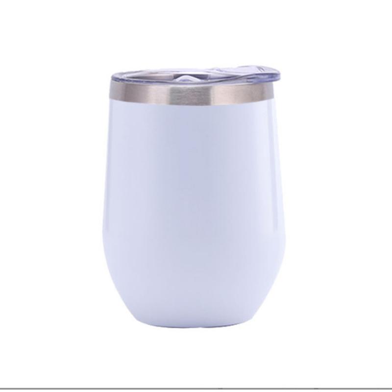 Custom 12oz Stainless Steel Double Layer Eggshell Insulated Vacuum Thermos Coffee Cup Outdoor Mini Egg Shaped Cup Mug with Lid
