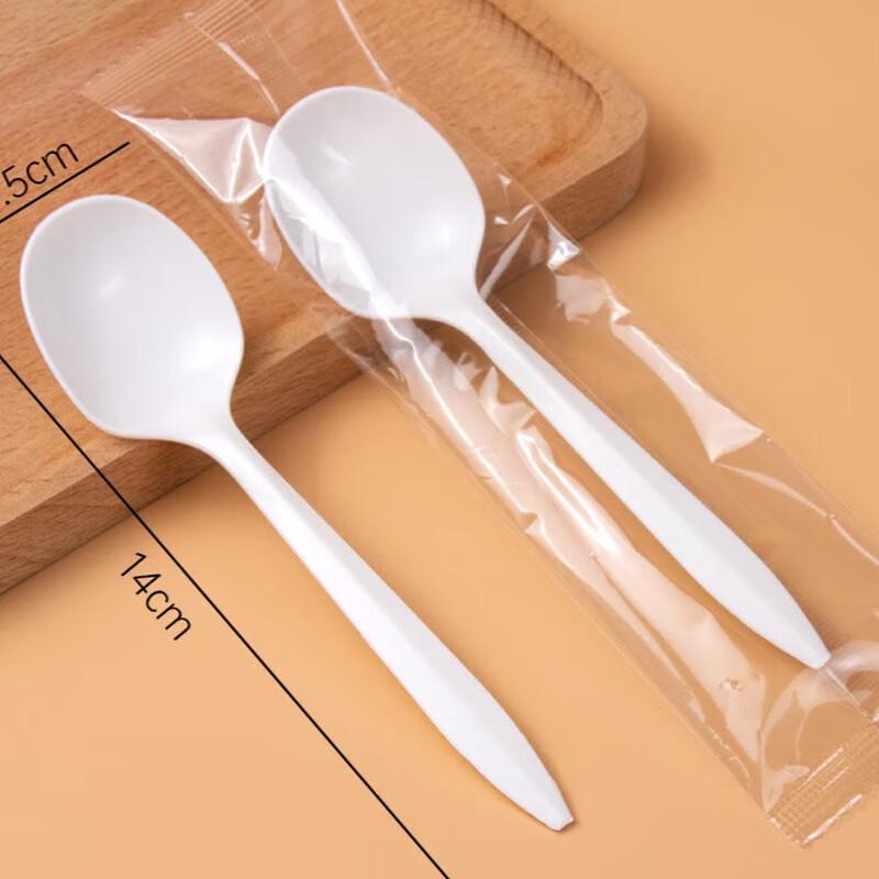 Zhishi Individually Wrapped White Plastic Spoons