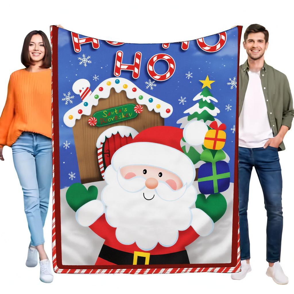 Santa Claus Throw Blanket Cozy Holiday Soft Fleece Sofa Bed Decorative Gift for Kids and Adults, Ideal for Christmas Parties, Fe