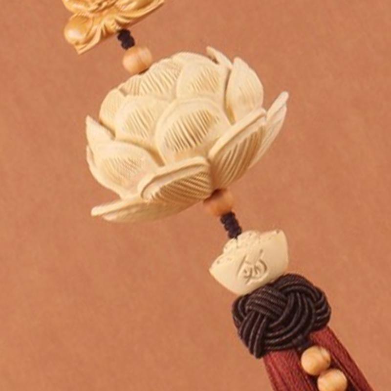 Car Pendant Decorative Hand Carved Lotus Rearview Mirror Hanging Ornament Car Styling Accessory for
