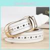 Graphic X Ladies Genuine Leather Belt Alloy Pin Buckle Casual Decoration Wear