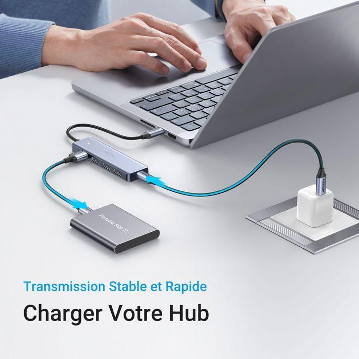 Hub USB - UGREEN - 4 ports USB 3.0 + USB-C - Gris