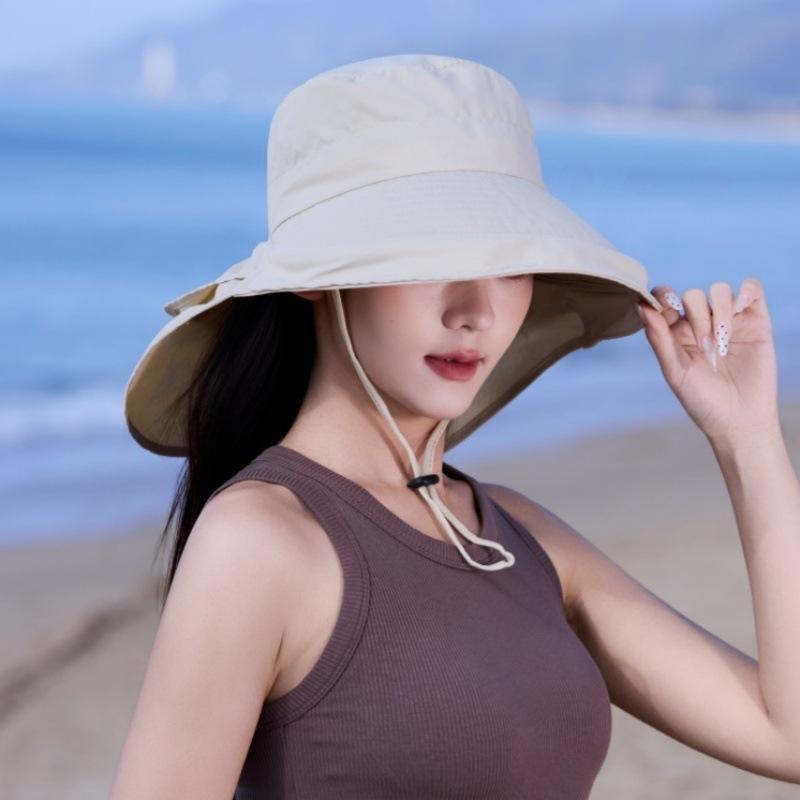 Large Brim Shawl Sun Hat, Foldable Neck Protection, Breathable Fisherman Hat, Outdoor Cycling, Hiking Sun Hat for Women