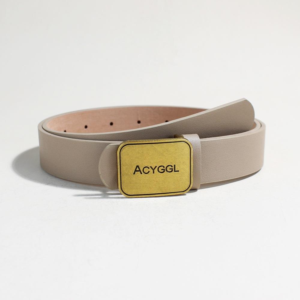 

Ремень женский из искусственной кожи в стиле ретро с квадратной пряжкой и золотыми буквами, декоративный ремень для брюк и юбки 105Cm long