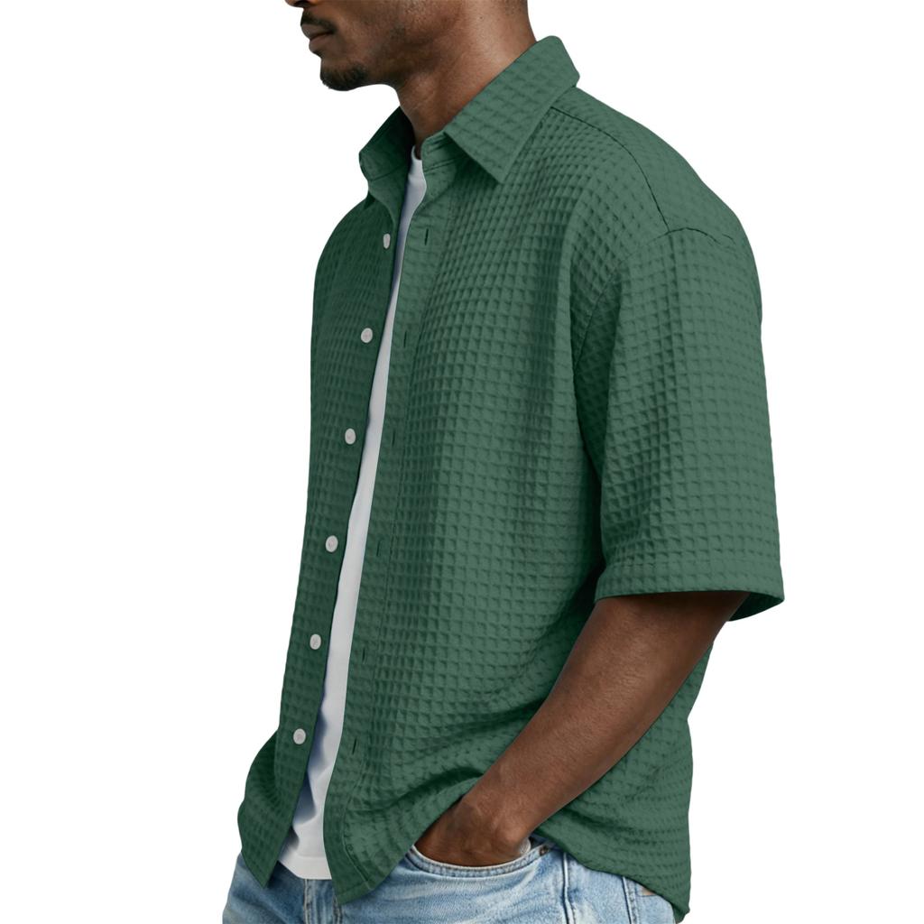 Chemise casual à manches courtes boutonnée pour homme