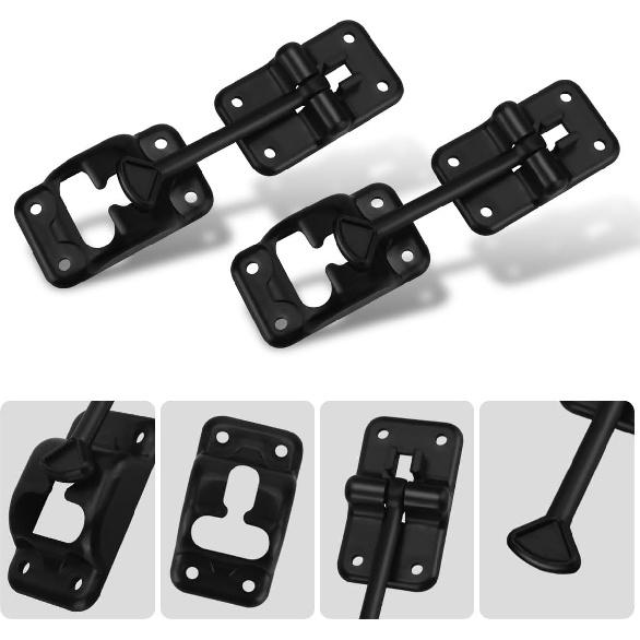 2 Pack T-Style Door Holder Catch 4" Black for Latch Holder Camper Trailer Ca