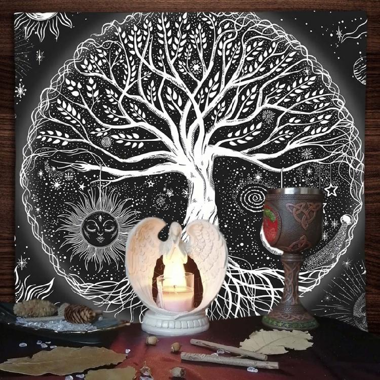 Altar Cloth Tarot Cards Table Napkins Witchcraft Supplies Black Silver Tableclot
