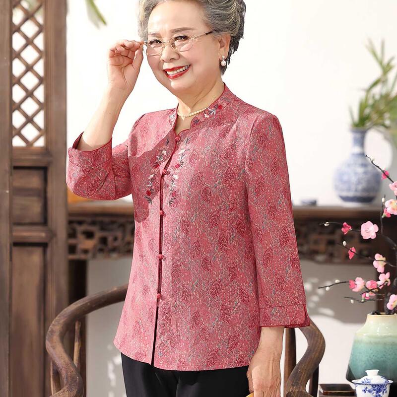 Datang Furen Mid-Aged Women's Floral Seven-Quarter Sleeve Cardigan