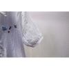 Women's White Butterfly Floral Embroidered Textured Short Sleeve Button Down Shirt Casual Blouse