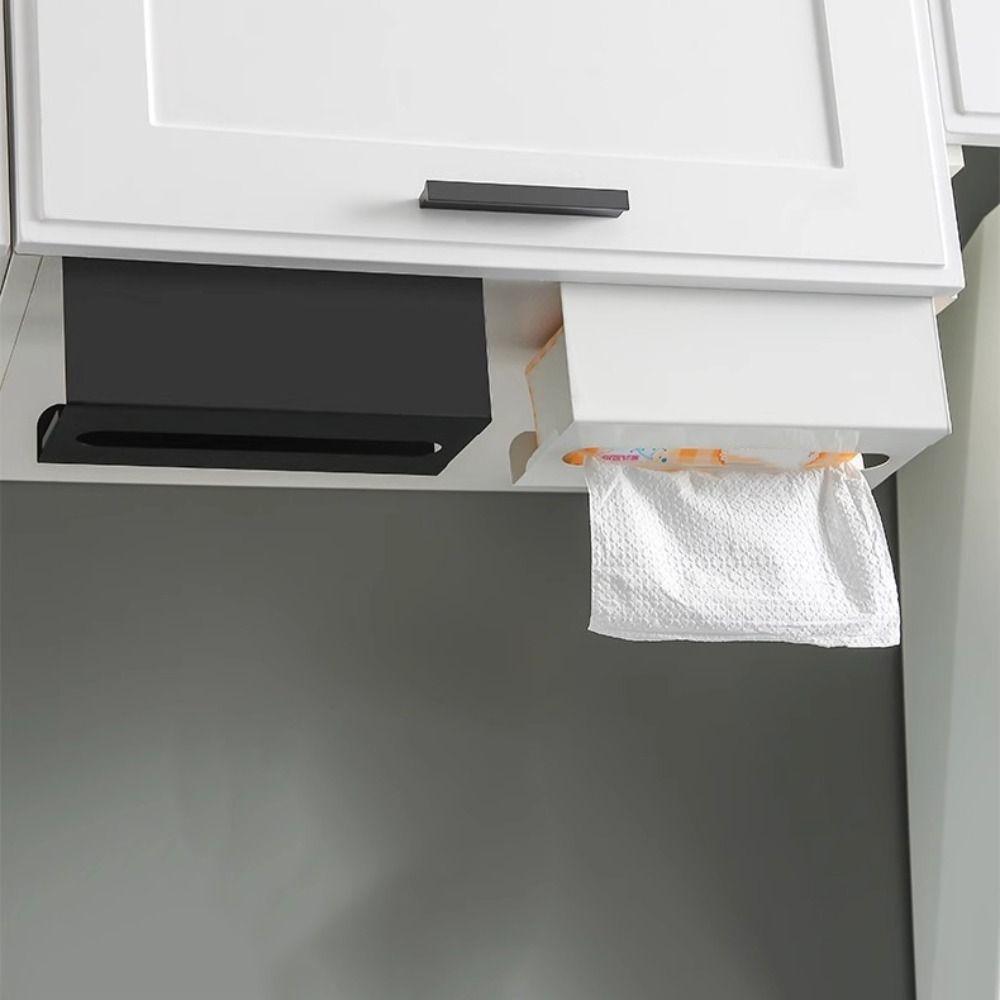 Moisture-proof Hanging Tissue Holder Punch-Free Paper Towel Rack  Kitchen Cabinet Doors