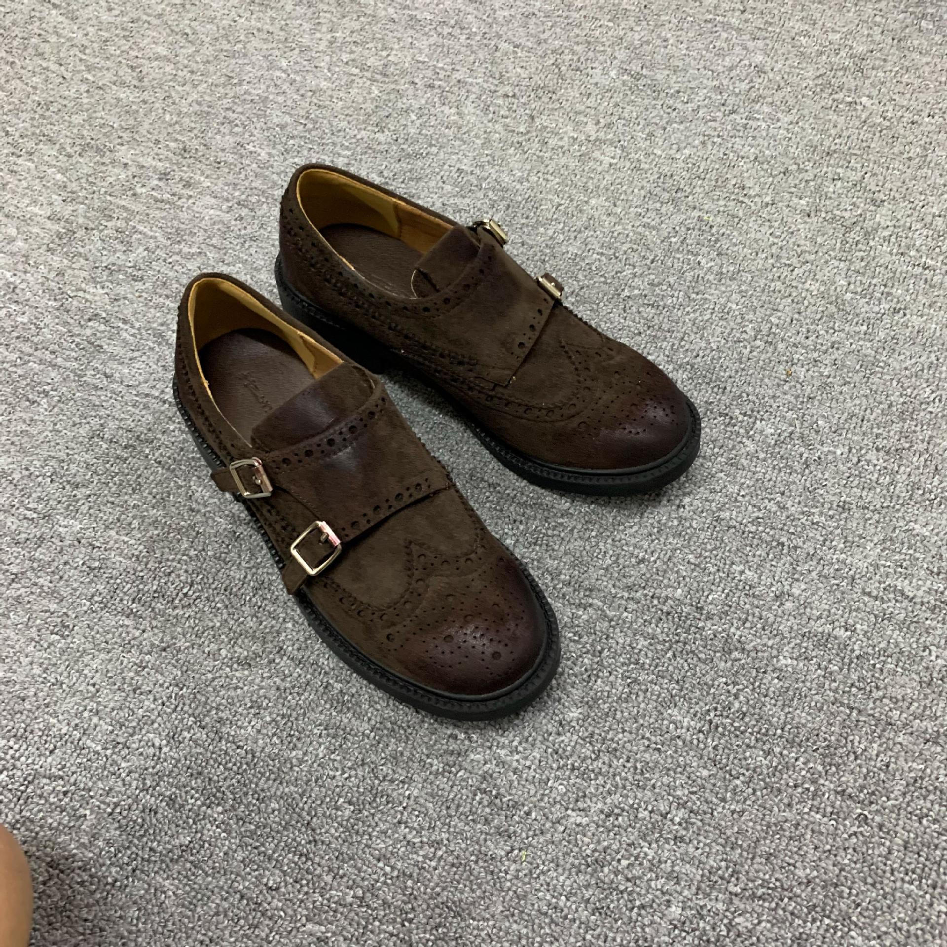 

Spot second hair! Grape mother same British style exquisite carved baroque single shoes thick heel small leather shoes loafers 40