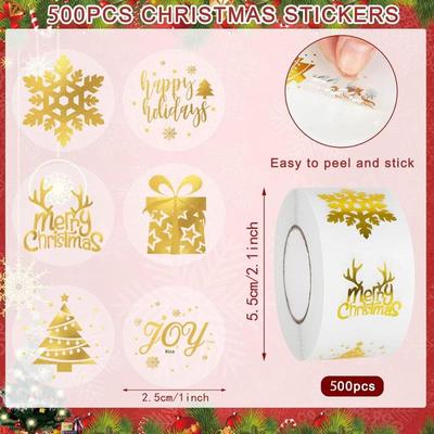 500Pcs/roll Party Christmas Gift Wrapping Label Cute Scrapbook Stationery Decals Round Transparent Christmas Snowman Sticker