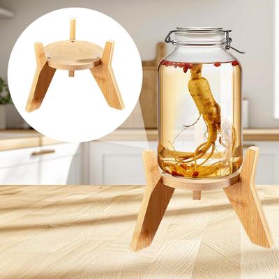 Iced Water Dispenser Stand,Wood Display Riser,Round Base,Wooden Cold Kettle Holder Small Aquarium