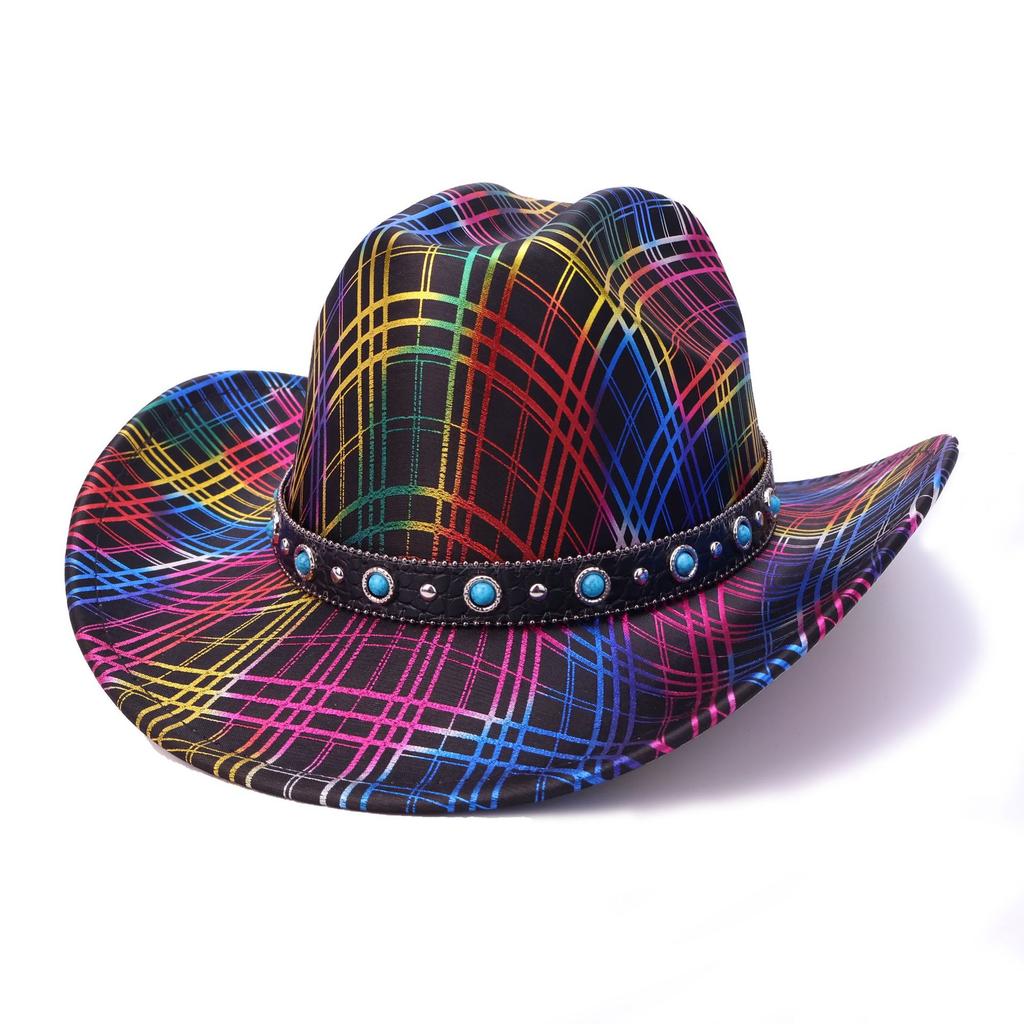 Colorful Western Denim Hat Fashion Party Fluorescent Autumn And Winter Big Brim Jazz Hat European And American Versatile Top Hat