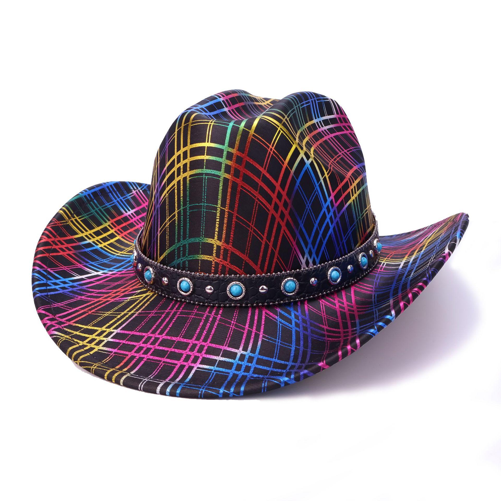 

Colorful Western Denim Hat Fashion Party Fluorescent Autumn And Winter Big Brim Jazz Hat European And American Versatile Top Hat M（56-58cm） чорний