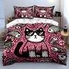 Cool Cat Outfit for Summer Vibes Exquisite Three-piece Bedding Set Gift for Kids and Adults