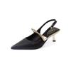 Fashion 2024 Shoes Female Slingbacks Women's High Heels Fashion Dress Pumps Women Pearl Print Pointed Toe Buckle Strap Thin Heels Sandal