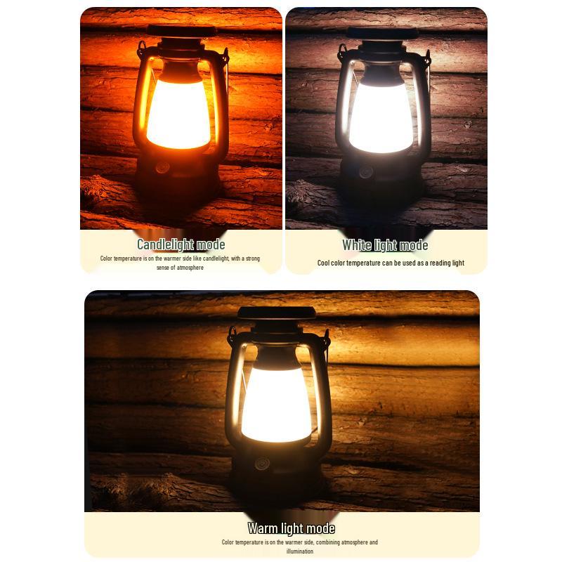 Rechargeable Retro Solar Camping Lantern: Outdoor/Indoor Decorative Desk & Emergency Light