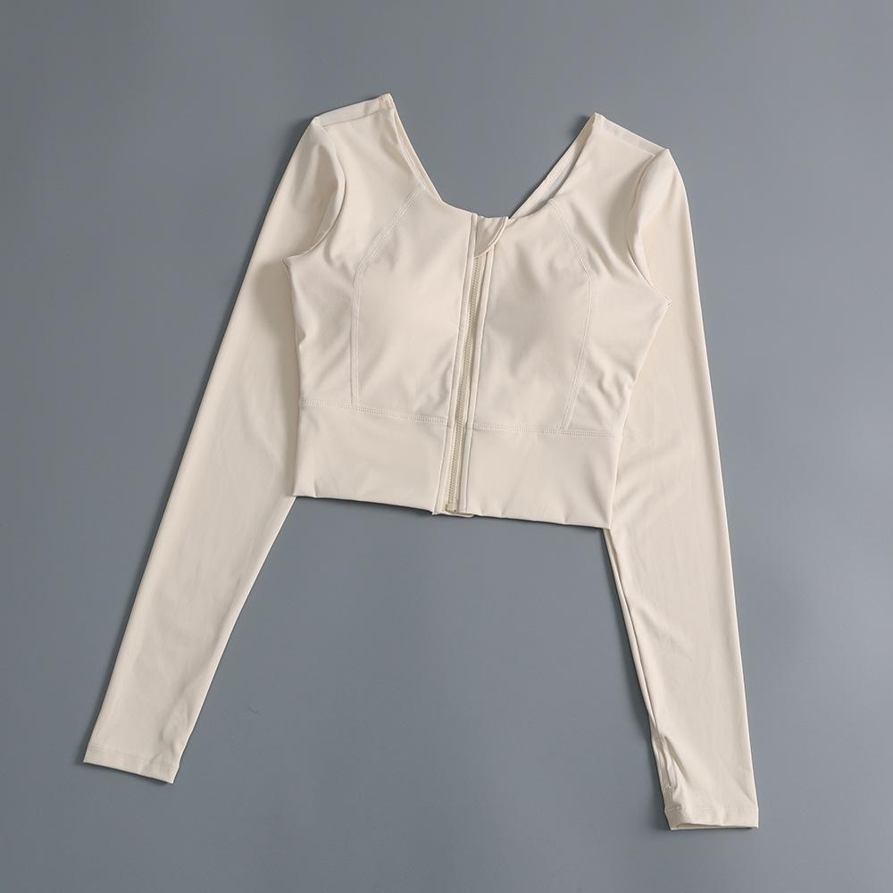 

Одежда для йоги с нагрудными вкладышами, топы, женская фитнес-одежда высокого класса, спортивная одежда для велоспорта, тренировок по пилатесу, красивая спина, длинные рукава XL белый