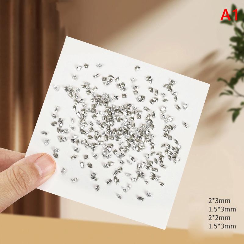 50Pcs Mini Shaped  Diamond Nail Decorations Flat Bottomed  Mixed Color Glass Gemstone Diy Manicure Accessory