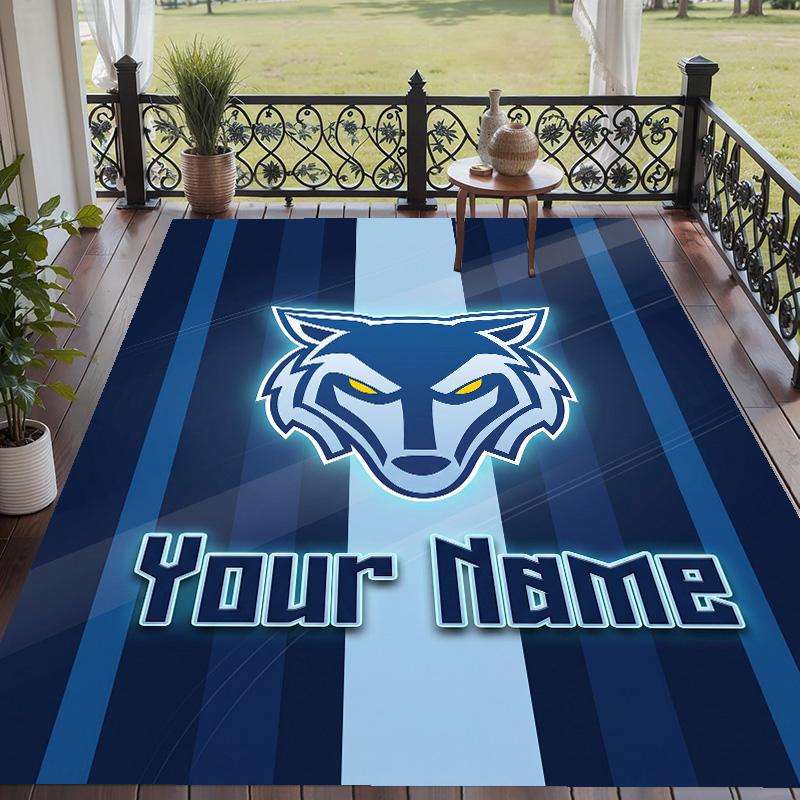 Custom Text Printed Rug Warrington Wolves Non Slip Floor Carpet For Home Room Decor