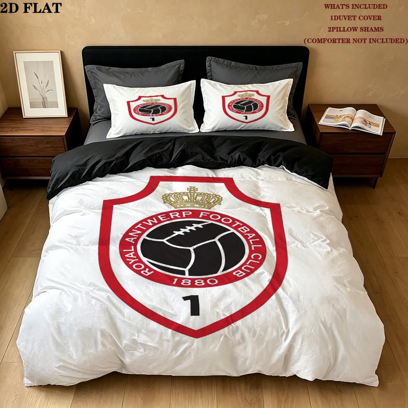 Royal Antwerp Fc Pattern Bedding uilt Set uilt Cover Pillowcase Home Decoration Birthday Gift (1 * duvet cover + 2 * pillowcase without core)