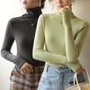 Autumn and Winter Women's Bottoming Shirt Stacked High Neck Thickened Dralon Striped Inner Long-sleeved Top Tide
