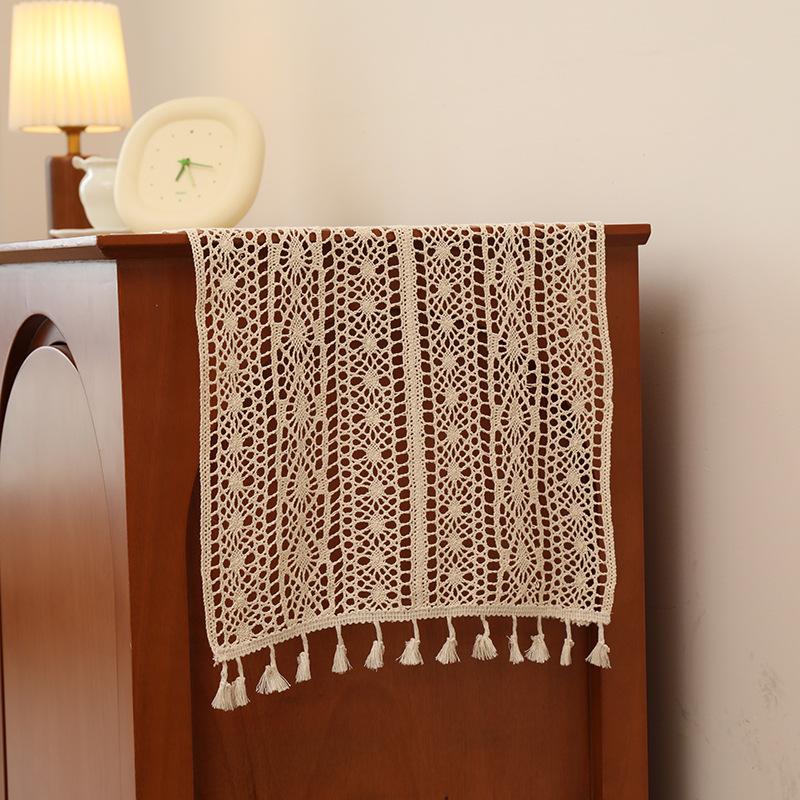 

Дорожка для стола в фермерском стиле с кисточками, деревенское кружево крючком, домашний декор для кухни, свадьбы, душа, стола в богемном стиле 30x120cm