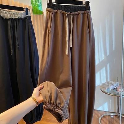Calças para Mulheres Elásticas Cintura Alta Calças Compridas Tamanho Plus Espessas Elásticas Versátil Casual Calças de Perna Larga