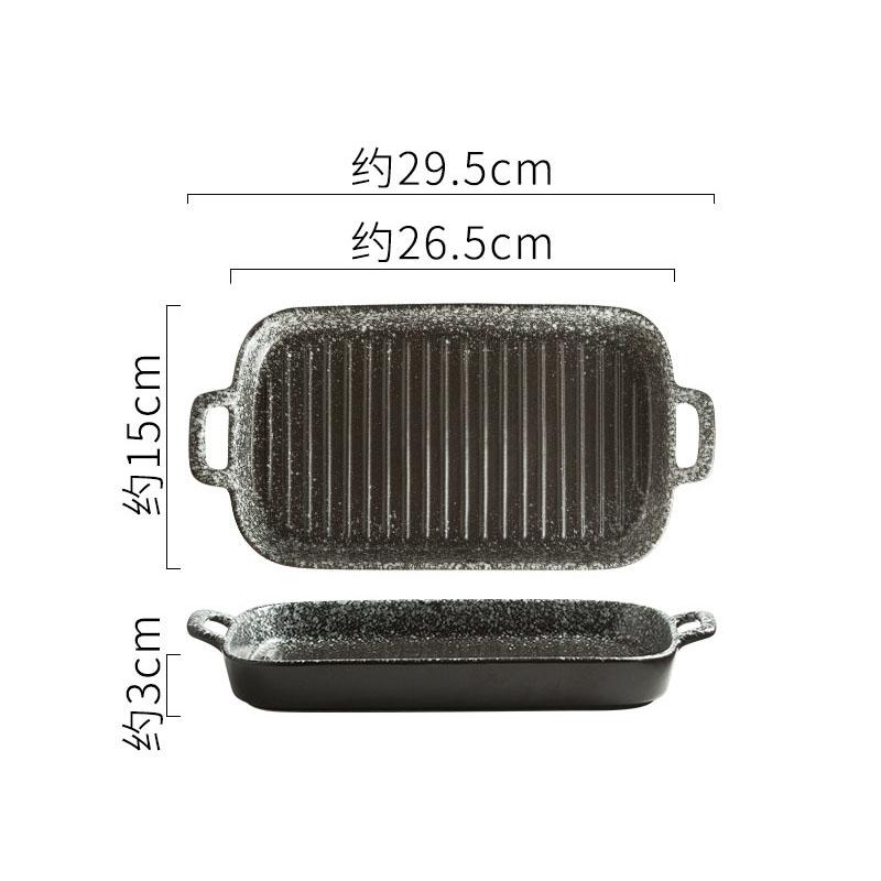 Keramik Doppelohr Gestreifte Backplatte Retro Sushi Sashimi Platte Dessertteller Salatteller Restaurant Spezialgeschirr