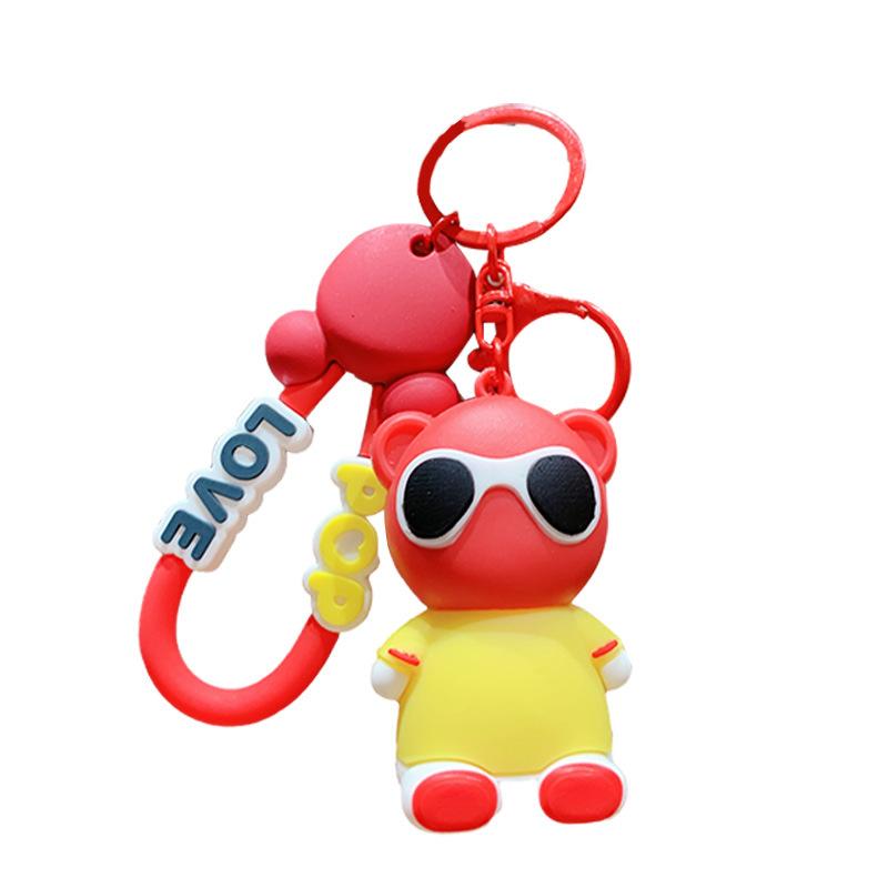 Cute Cartoon Bear Lip Balm Keychain Creative Car Bag Pendant Lovely Doll Key Ring Small Gift
