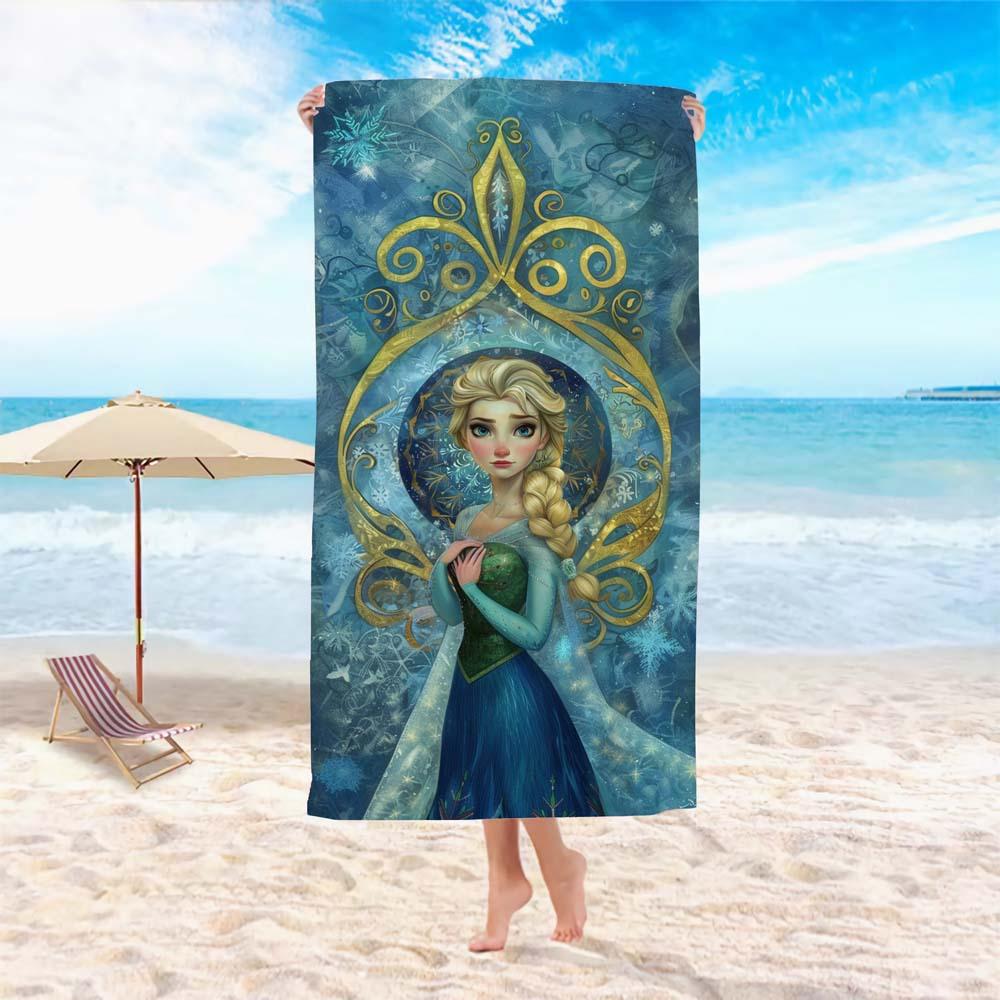 Princess Style Cartoon Printed Microfiber Beach Towel Soft Water Absorbent Bath Towel For Girls