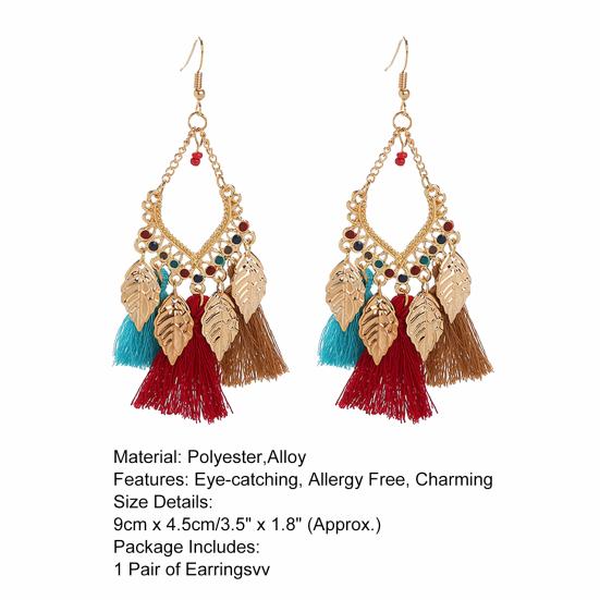 1 Pair Dangle Earrings Ethnic Style Fade-Resistant Decorative Tassel Hook Earrings Jewelry