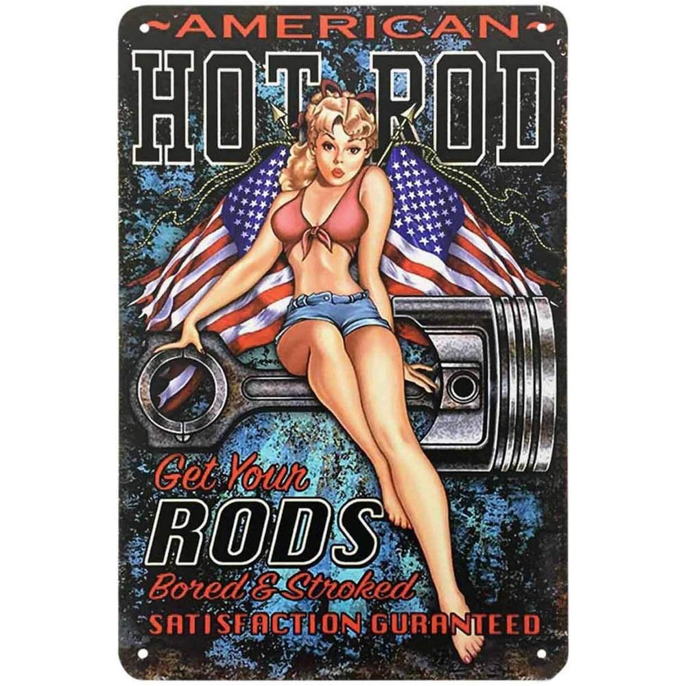 Pinup Girls Garage Metalowe Blaszane Znaki Plakaty Artystyczne na Ścianę Tabliczka Znak Vintage Żelazny Obraz Dekoracja do Domu Kawiarni Garażu Klubu Ba