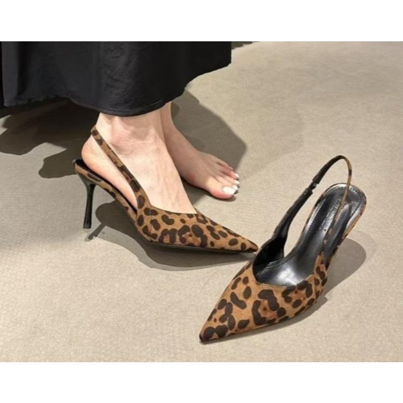 2026 Letní Nová Značka Dámské Sandály Módní Špičatá Špička Nízké Dámské Elegantní Slingback Boty Tenké Středně Vysoké Podpatky Lodičky