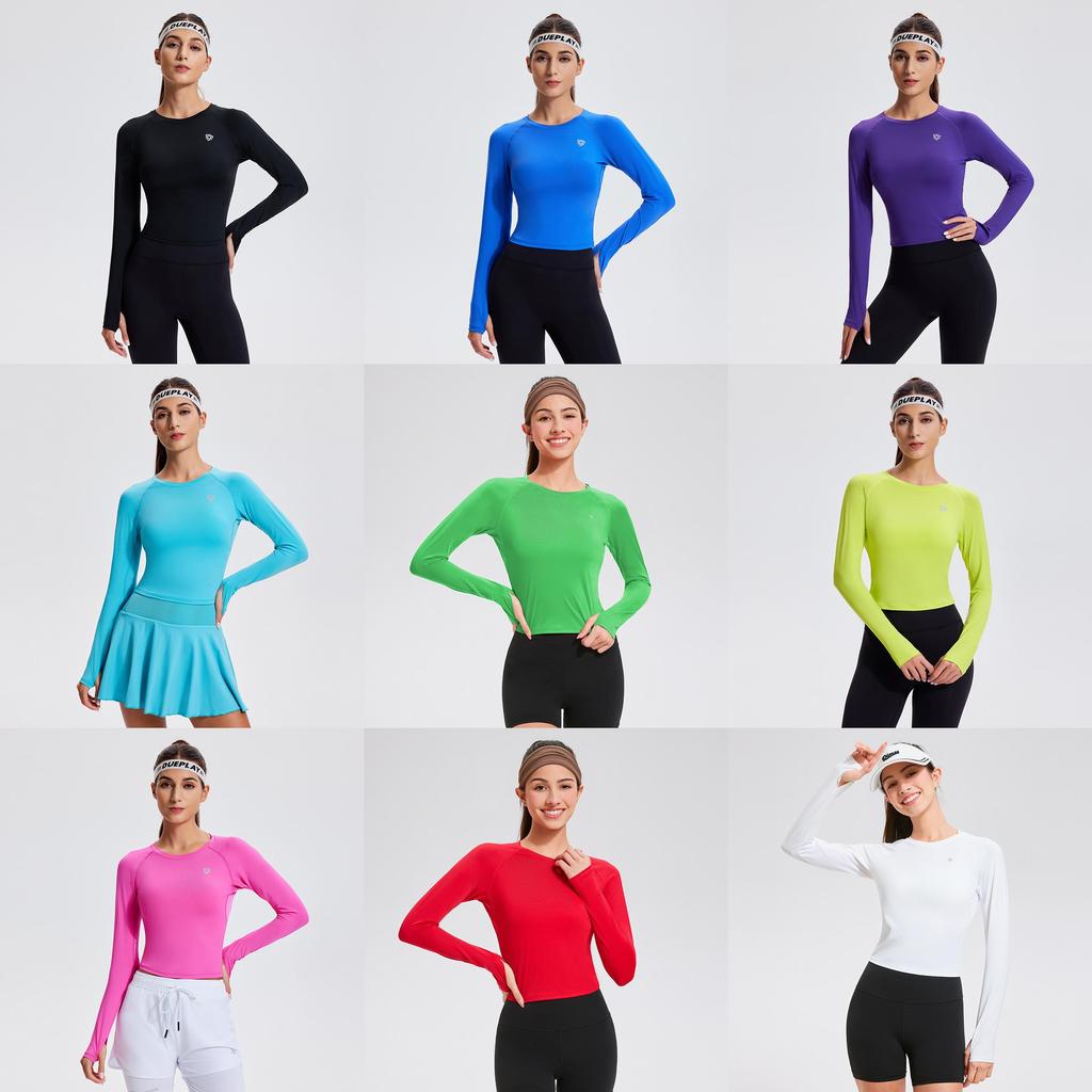 Womens Athletic Running Yoga Top With Stretchy Polyester Fabric For Gym Fitness