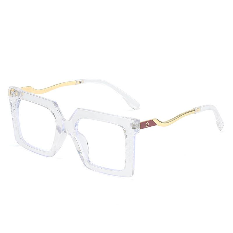 

Large Frame Anti-Blue Glasses Frame, Plain Street Shooting Catwalk Square Glasses Frame Trendy Glasses Frame white film (anti-blue light)