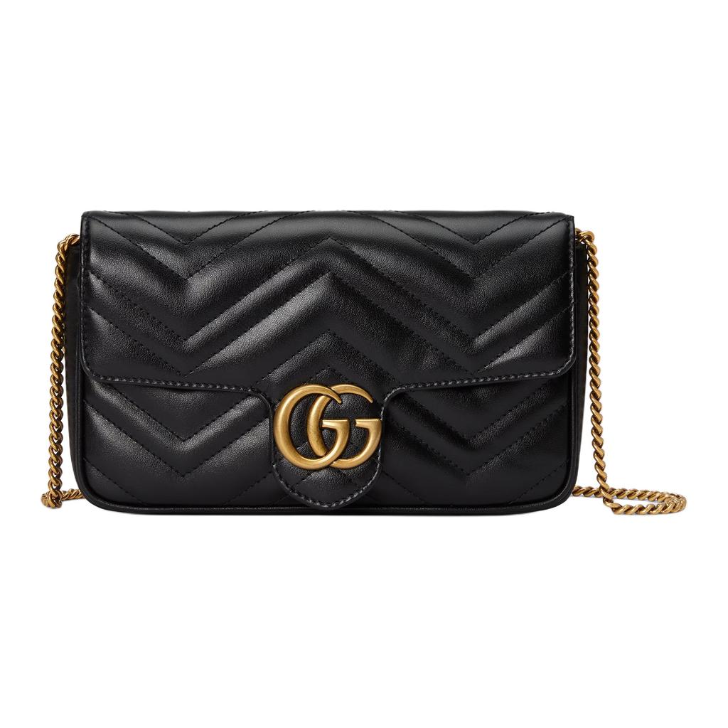 Gucci GG Marmont Gold Vintage Double G Logo Card Holder Leather Two In One Shoulder Crossbody Mini Bag Women Bags 751526-AACCE-1061