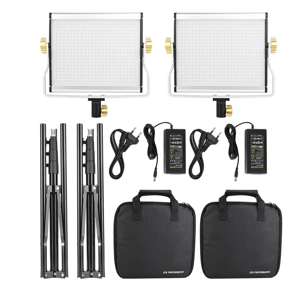 VBESTLIFE 2 Set Dimmable Bi color 3200 5600K CRI96+ LED Video Light Stands Kit