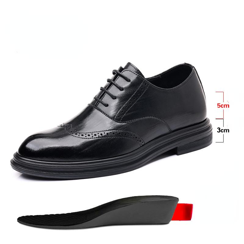 FashionFashion Platform Leather Business Men's Dress Shoes Spring Autumn Designer Soft-soled Increase Spring Autumn Brogues Shoes Male