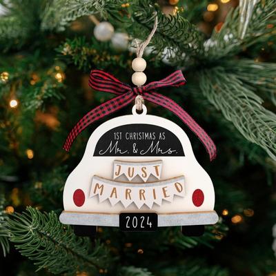 Couple Christmas Gifts 2024, Couple Wedding Gifts, Bridal Wedding Gifts - Couple First Christmas Gifts - Wooden Ornaments