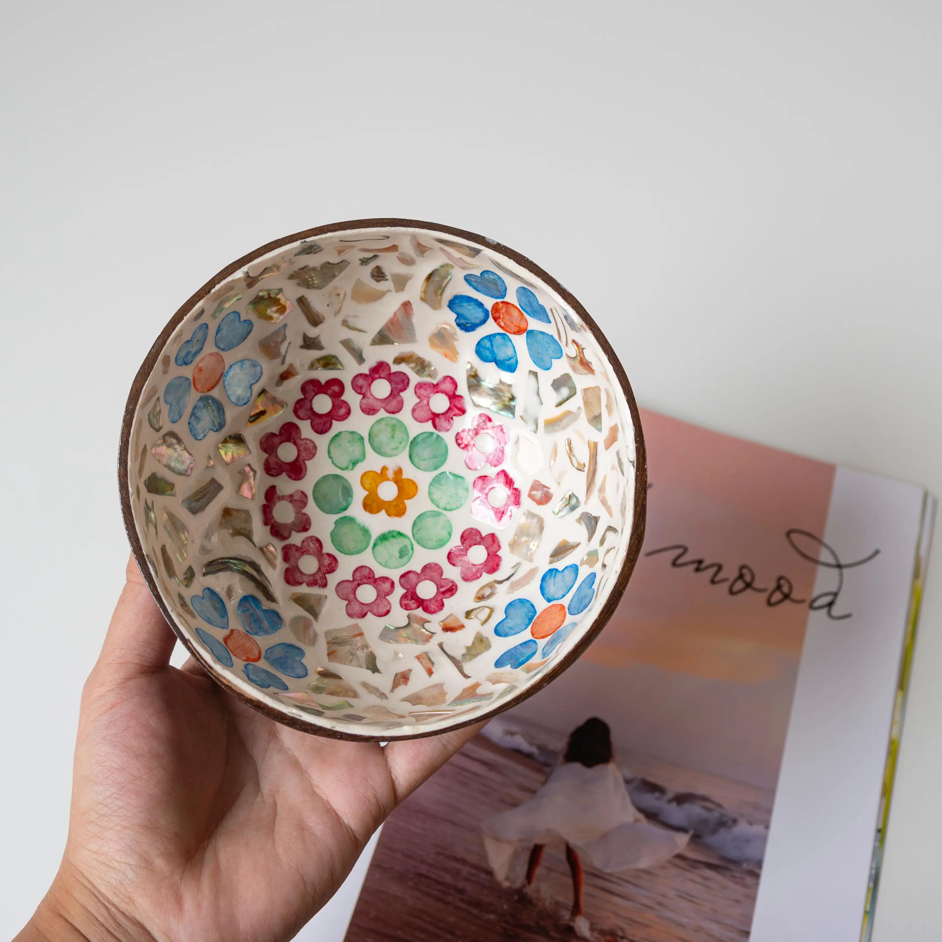 

Handmade Alien Coconut Shell Bowl Inlaid Shells Wood Bowl Storage Salad Bowl Foyer Key Storage Tray Home Decoration
