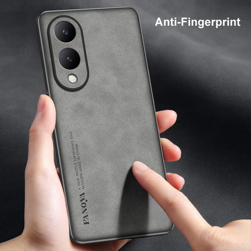 For Vivo Y17S Case Luxury PU Leather Phone Case For Vivo Y28 5G Back Cover Matte TPU Silicone Shockproof Full Protection Coque