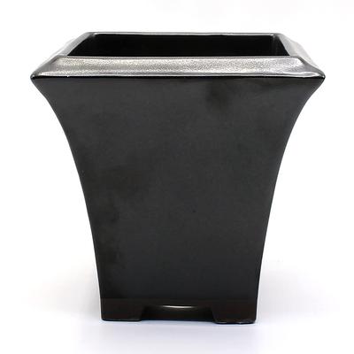 Umekichi Bonsai Square Bonsai Kengai Black Matte Seto Suitable for Miscellaneous Pine and 12cm Supplies, 4-inch Pot, Style, Glaze, Ware, Deep,