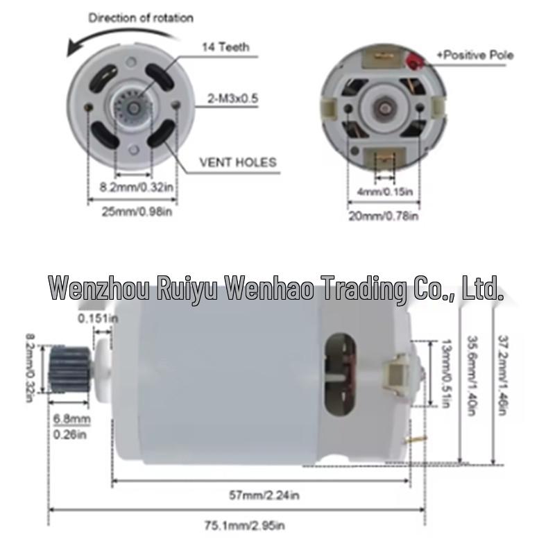 RS550 21V Gleichstrommotor, 14 Zähne, 28000 U/min, 8,2 mm Getriebe für Kettensäge