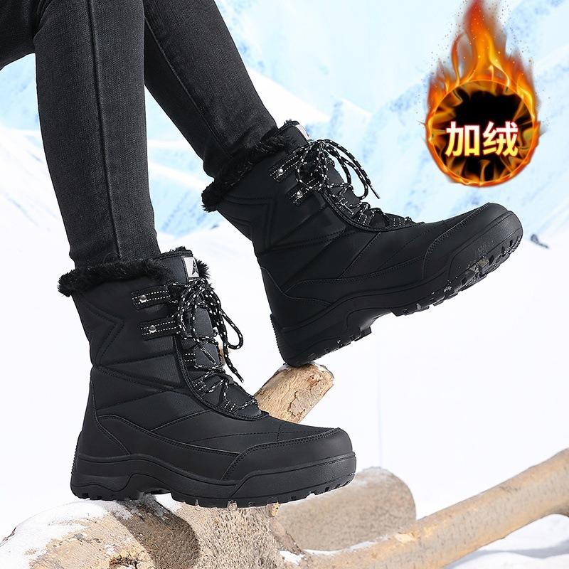 Thickened snow boots women's winter velvet thickened waterproof non-slip cotton shoes women's medium boots keep warm