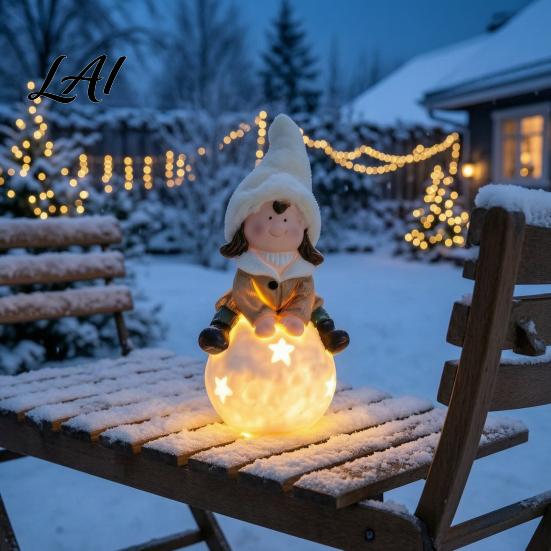 Unique Holiday Gift Ideas Christmas Luminous Ornament Durable Resin with Warm LED Light Design Whimsical Home Accents Add Festive Atmosphere